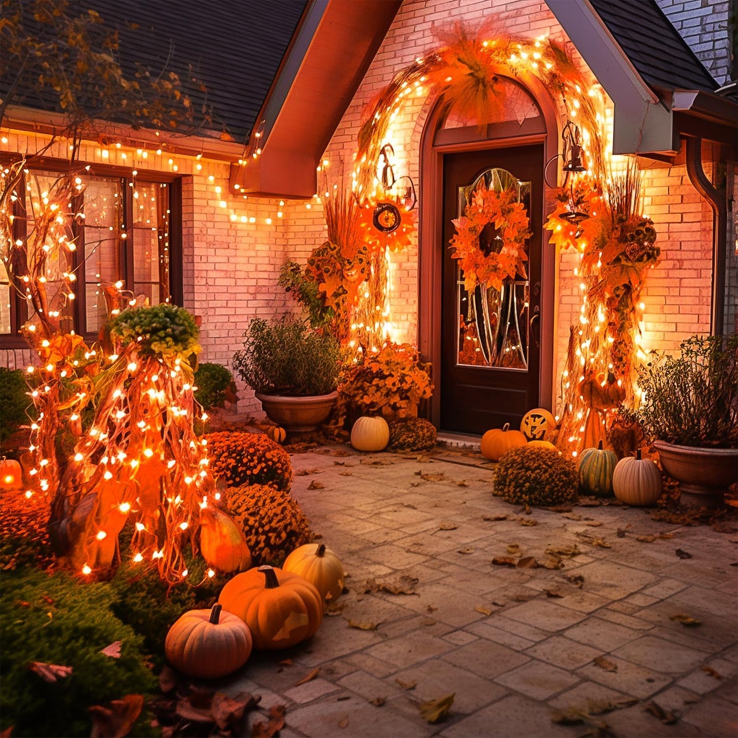 JMEXSUSS 600 LED Orange Lights for Halloween Decorations, Halloween Lights Outdoor, Orange String Fall Light Plug in for Indoor Room Tree Yard Party Magic Summerween Fall Decor
