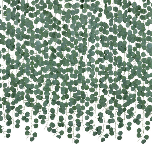 DearHouse 86 Feet 12 Strands Artificial Eucalyptus Leaf Plants Vine Hanging Eucalyptus Garland for Home Kitchen Office Wedding Wall Decor
