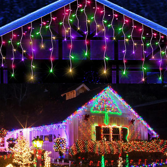AGIRL 400 LED Icicle Lights Outdoor 32.8Ft 75 Drops Icicle Christmas Halloween Lights 8 Modes Waterproof Fairy String Lights for Indoor Bedroom Garden Wedding Porch Decoration