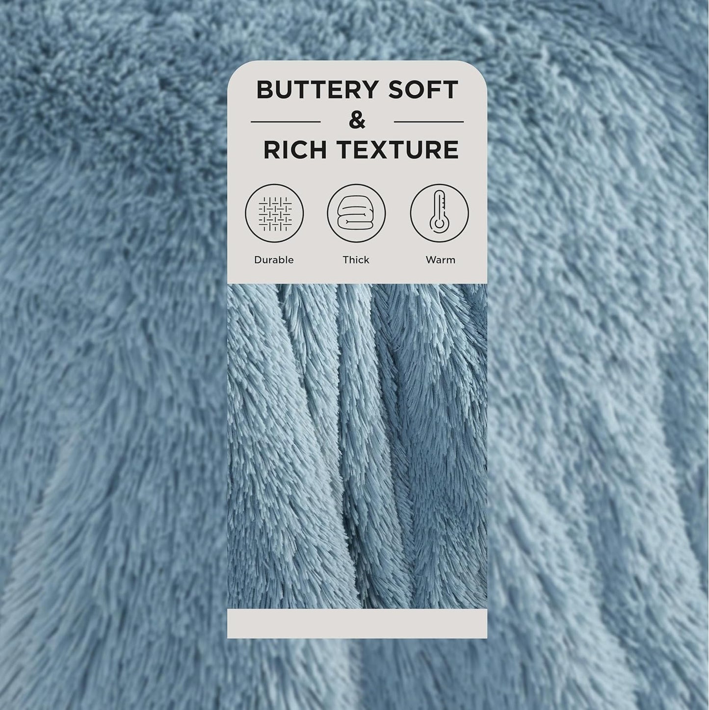 Bedsure GentleSoft Fluffy Light Blue Blankets Queen Size for Bed, Thick Sherpa Faux Fur Fleece Fuzzy Plush Winter Warm Soft Full Queen Blankets, Bedroom Decor Blue Cozy Gifts for Women Men, 90x90