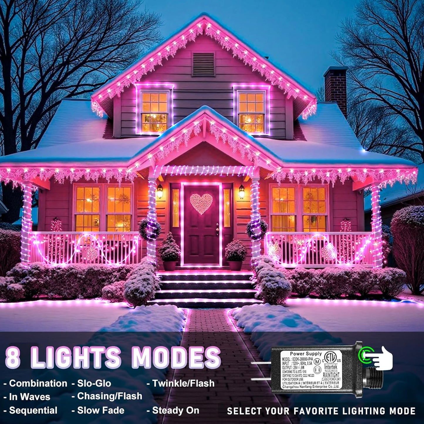 100FT 300 LED Rope Lights Outdoor, Connectable and Flexible Tube Lights with 8 Modes, Waterproof Rope Lighting Indoor for Deck, Garden, Backyard, Pool, Patio, Pool, Camping Decorations - Pink