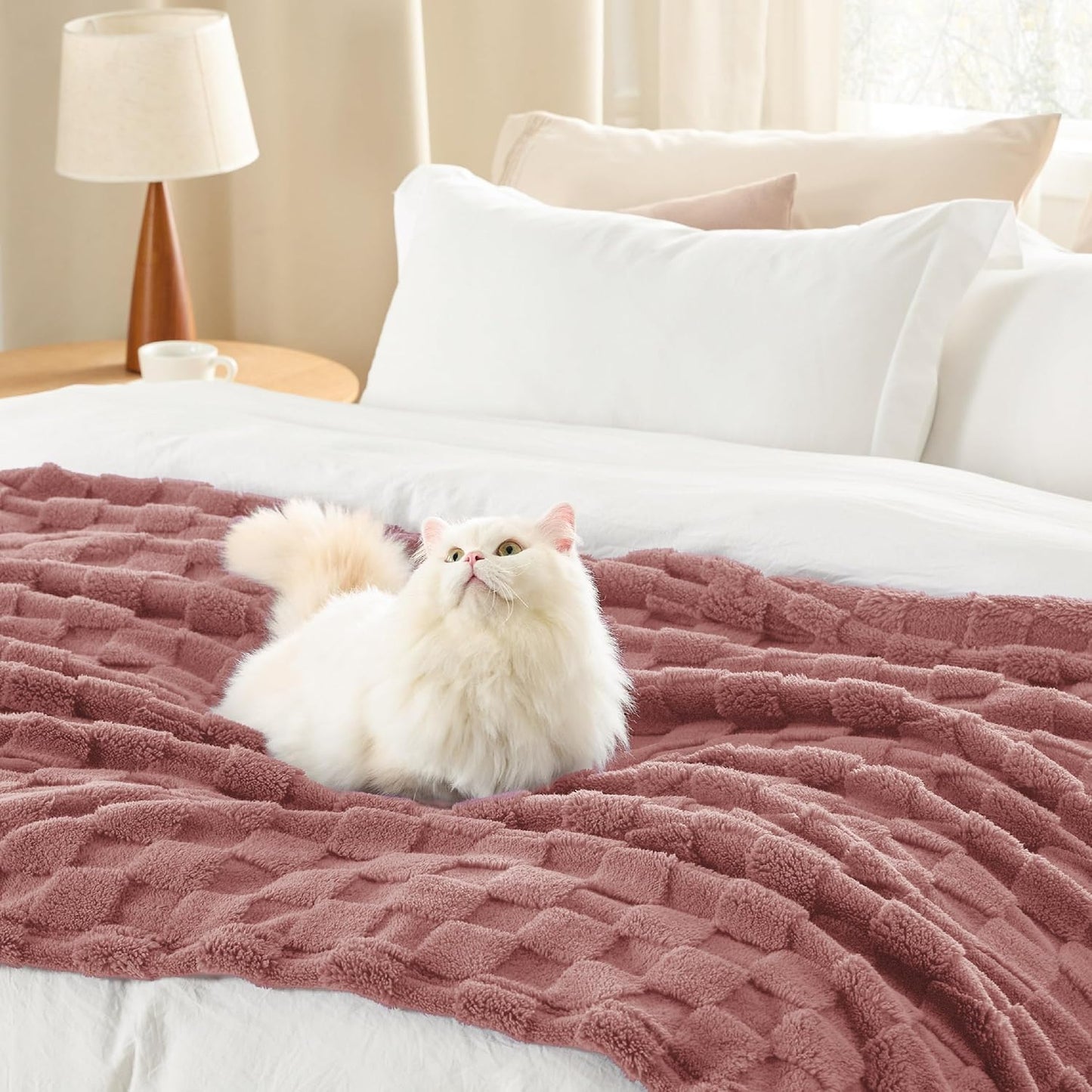 Bedsure GentleSoft Dusty Pink Throw Blanket for Couch - Super Soft Cozy Blankets Gifts for Women Men Girls, Cute Small Fleece Throws for Bedroom Home Decor, 50x70 Inches
