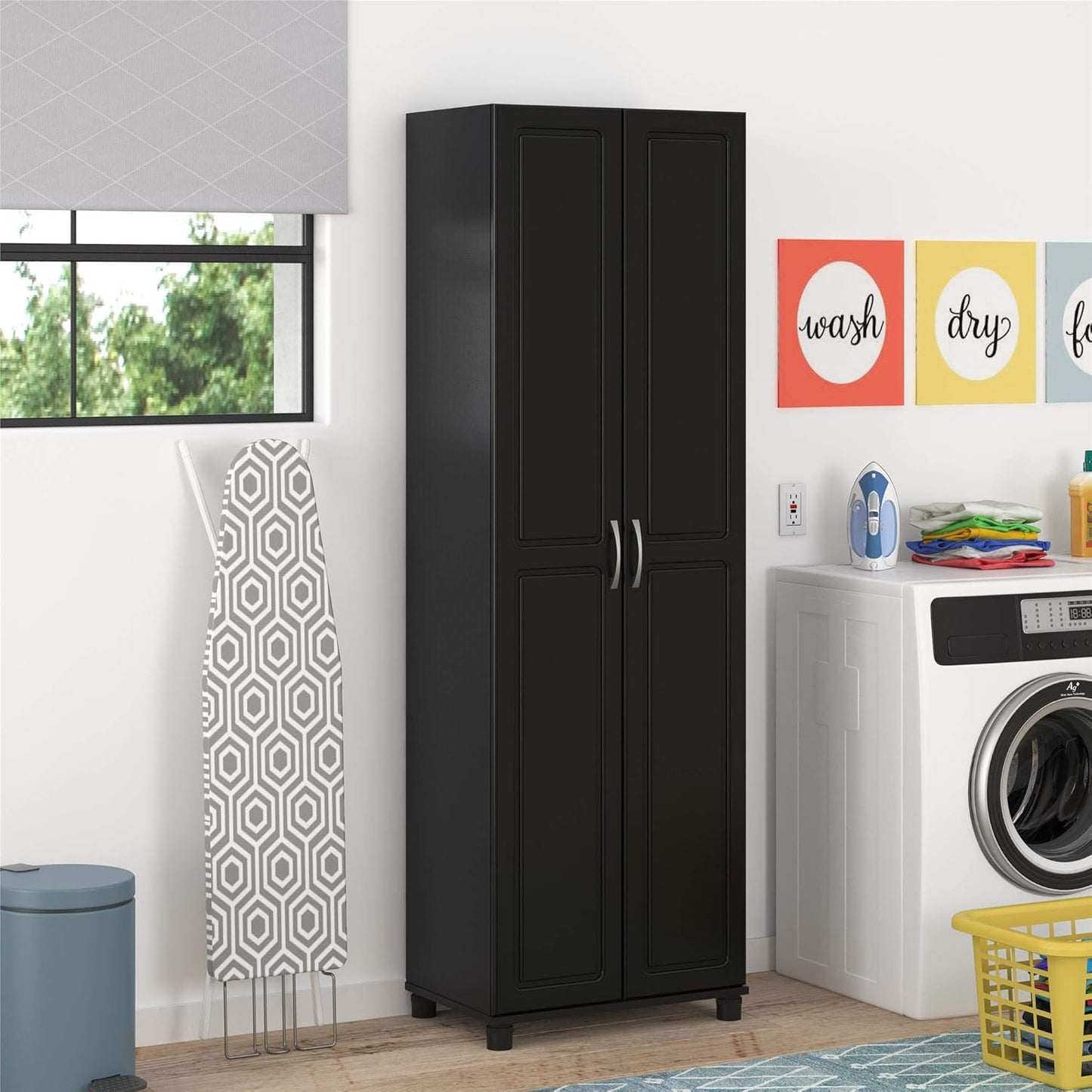 SystemBuild Evolution Kendall 24" Engineered Wood Utility Storage Cabinet Black