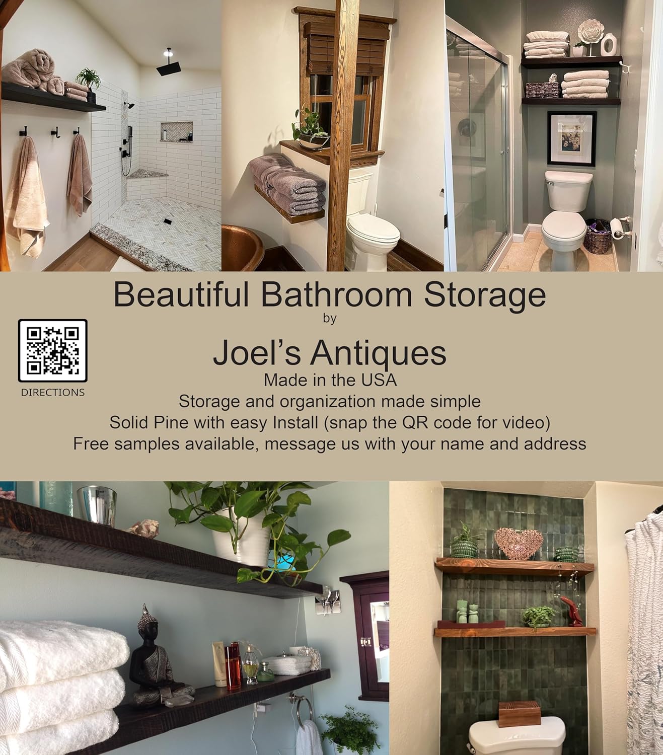 joelsantiques - 36 Inch Wooden Floating Shelves for Wall - 36x8x2 in - Made of Natural Wood - Heavy Duty Rustic Wall Shelves for Bedroom - Perfect for Living Room, Kitchen - Black