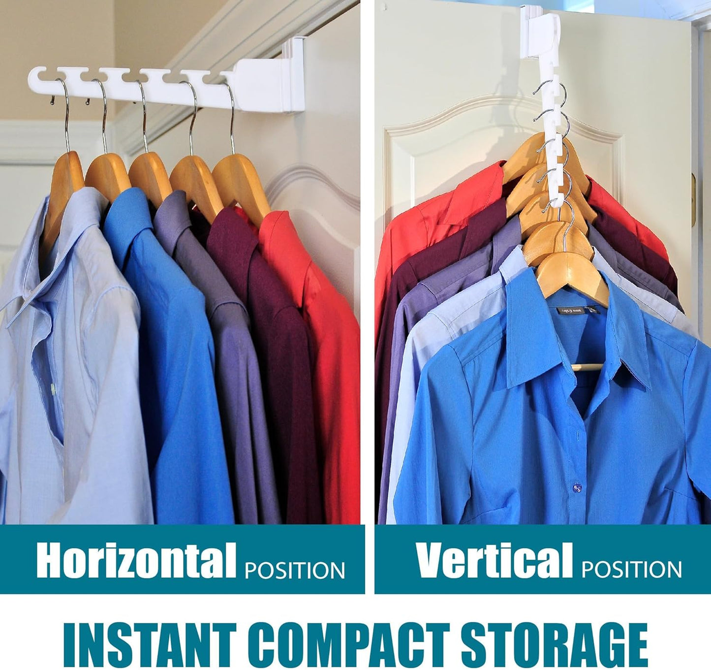 Wonder Hanger Over The Door 3-Pack Organizer for Clothes Hangers, Space-Saving Cascading Hanger Hooks, White