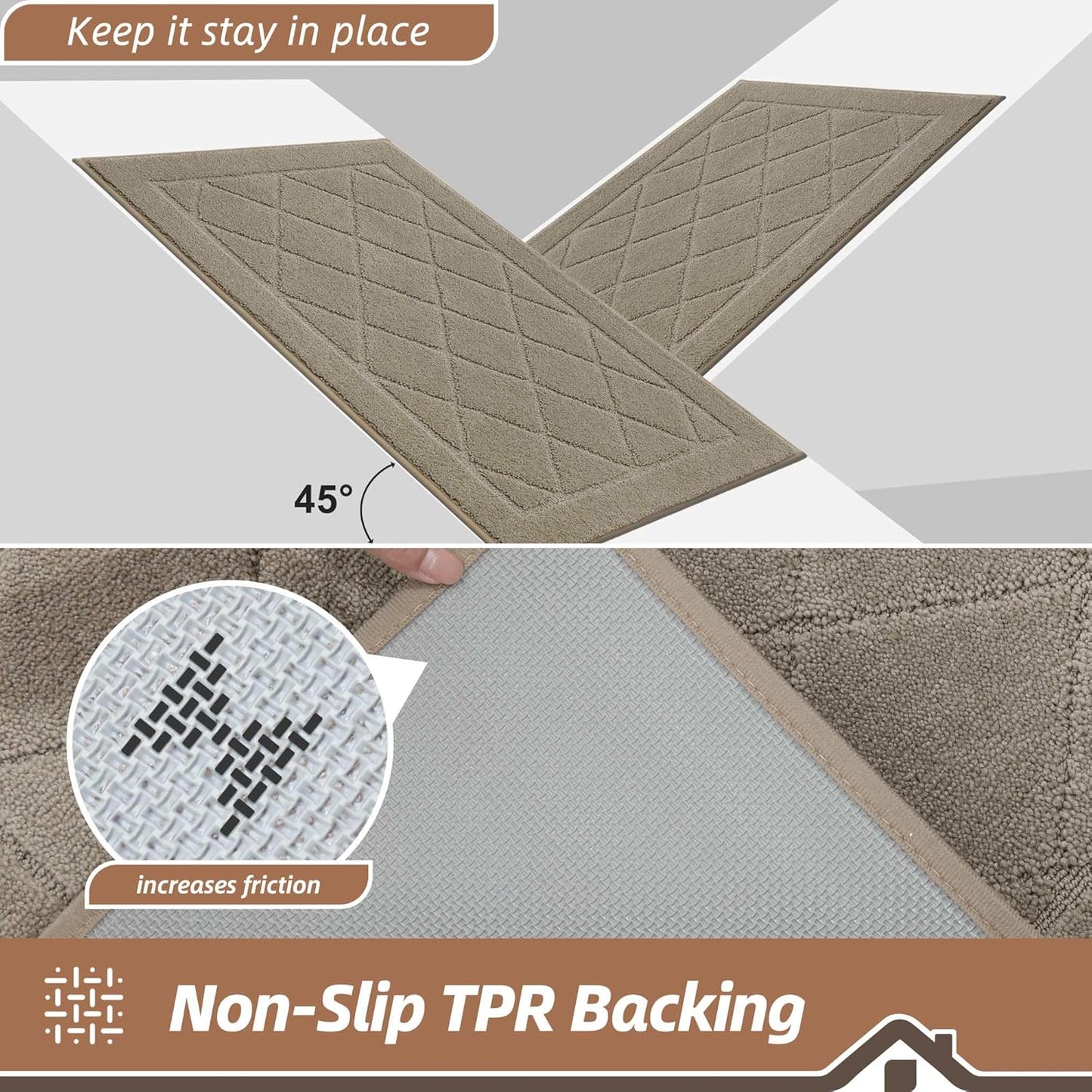 BEQHAUSE Dirt Trapper Door Mat 24" x 36", Doormat Non-Slip Entryway Rugs Washable, Dog Door Mat Stain Resistant and Absorbent Welcome Floor Mat for Front Back Door, Muddy Wet Shoes & Paws, Beige