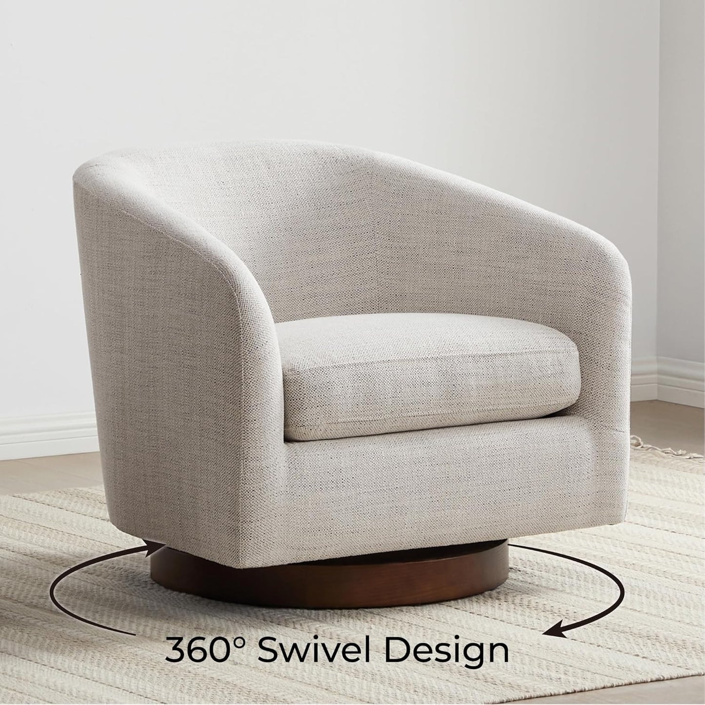 CHITA Swivel Accent Chair, FSC Certified Upholstered Fabric Barrel Chair for Living Room Set of 2, Fully Assembled, Ivory