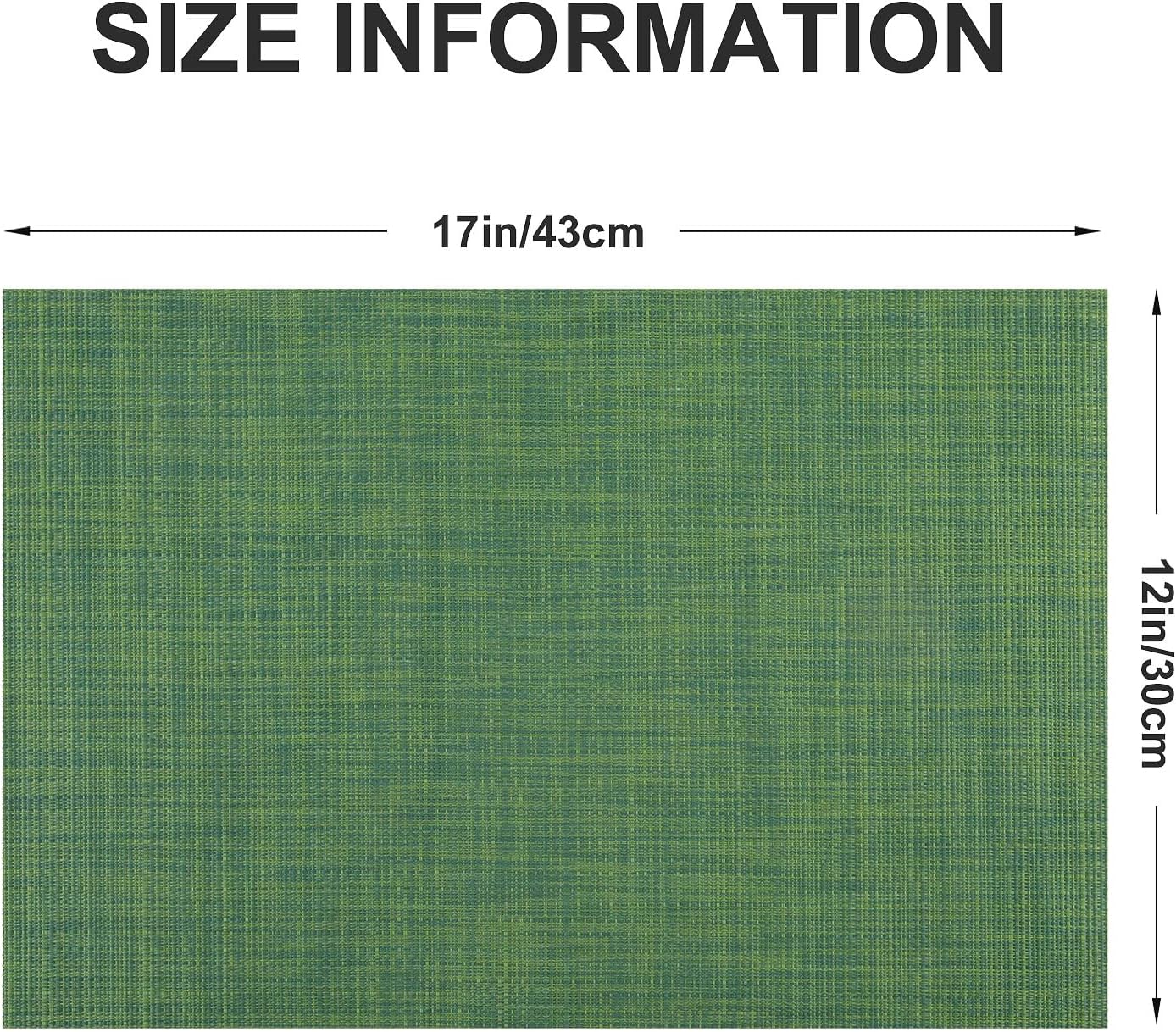 Vinyl Placemats Set of 4, PVC Woven Washable Non-Slip Table Mats, Heat Resistant Wrinkle Free Place Mats for Dining Table, Easy to Clean (4, Green)