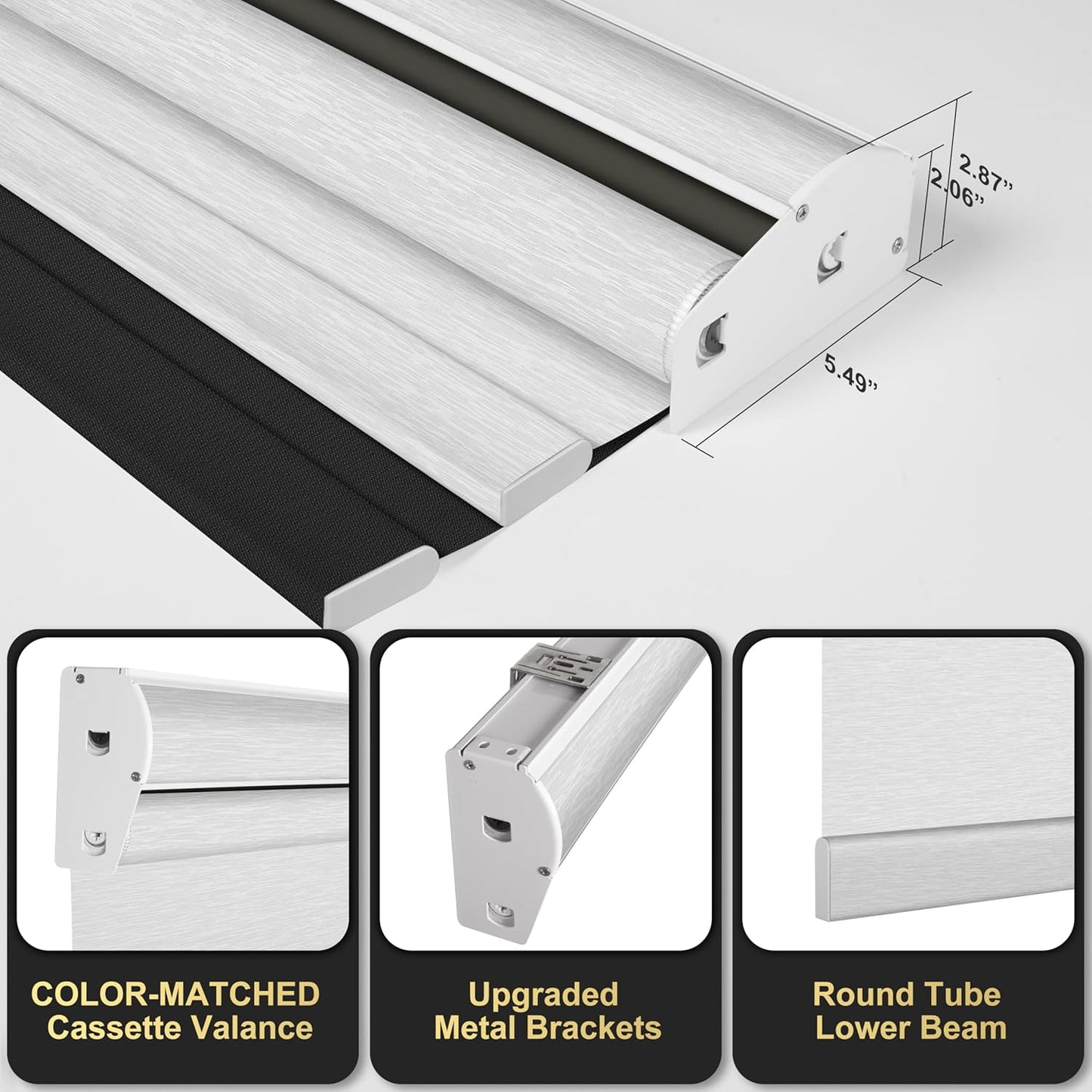 BERISSA Cordless Dual Roller Shades with Cassette Valance,Double Window Shades Blackout and Light Filtering Shades,Day and Night Roller Shades for Home Office Door.Linen Black and White.40 W x 72" H