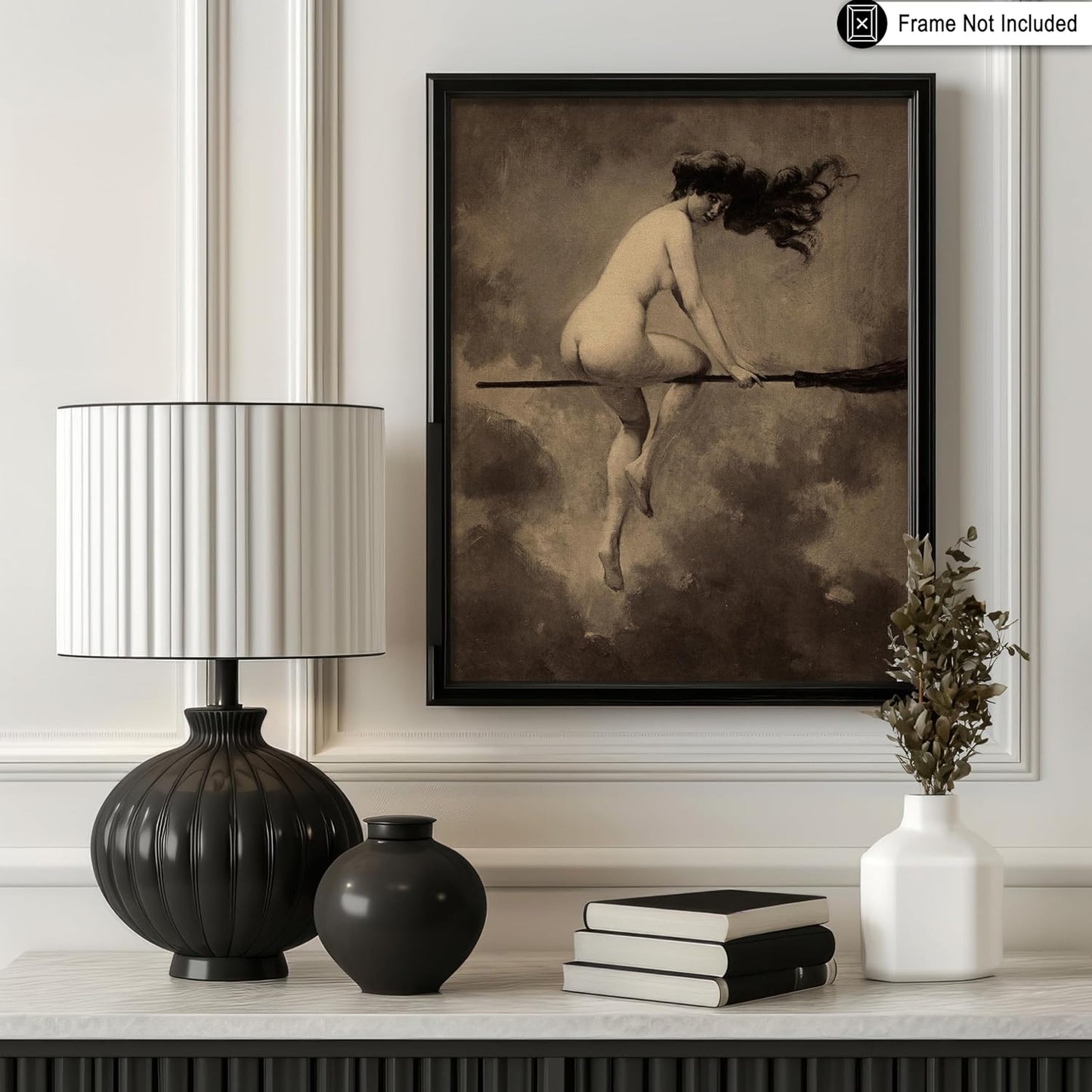 Poster Master Vintage Departure for the Sabbath Poster - Retro Naked Witch Print - Halloween Art - Gift for Men & Women - Gothic Wall Decor for Living Room, Bedroom or Dorm - 11x14 UNFRAMED Wall Art