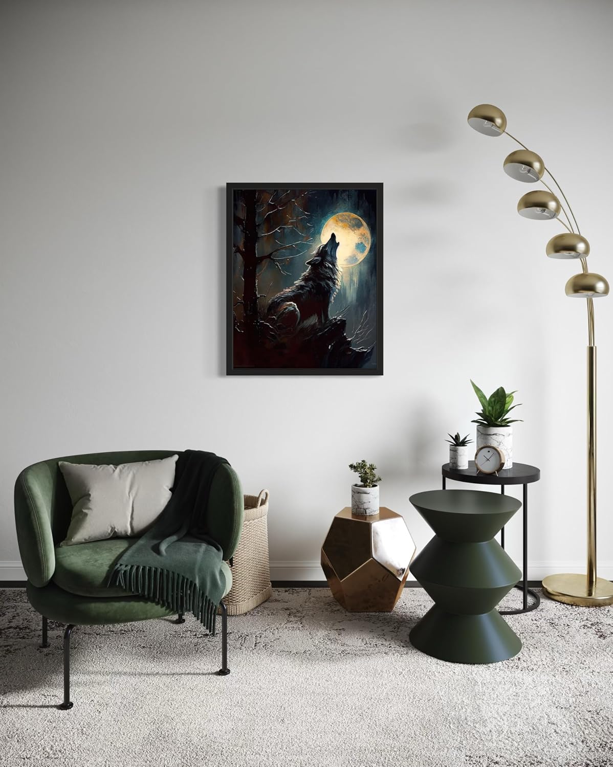 Wolf howling Poster Art Print, Halloween Scary Vintage Wall Art Academia Spooky Painting Decoration for Horror Prints, Gothic Posters Bedroom Decor 89 (Wolf howling, 8 x 10 inches, Unframed)