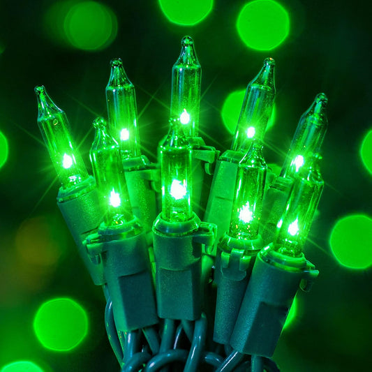 Hopolon St. Patrick's Day Mini String Lights, 2PACK 50Count 13Feet Incandescent Bulb Waterproof Green Fairy Lights Plug in for Indoor Outdoor Halloween Party Patio Christmas Decor,Green