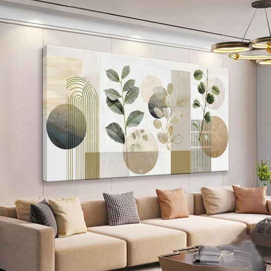 TAIJXAGSG Large Boho Green Wall Art For Living Room 29x58 In Green Botanical Boho Wall Art Modern Sage Bohemian Canvas Art Wall Decor Natural Abstract Geometry Lines Prints Picture Ready To Hang