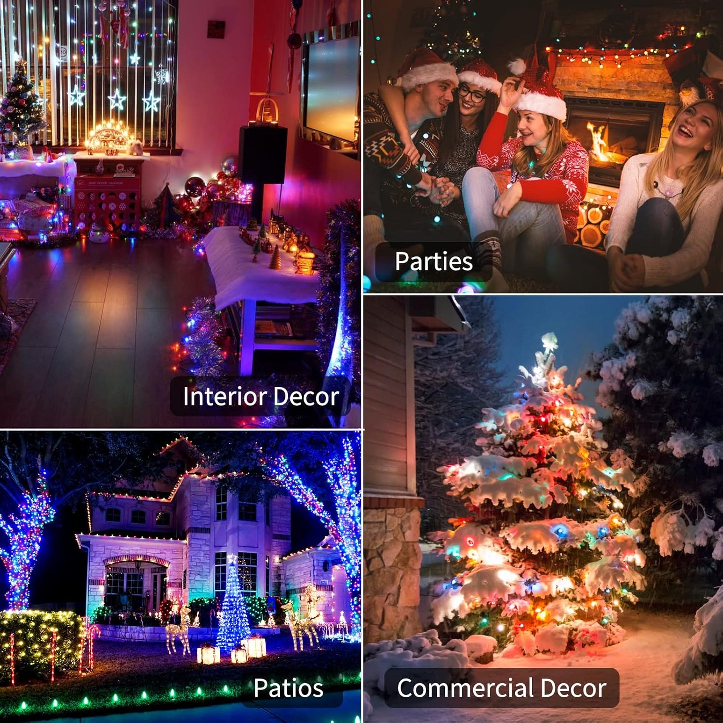 Battery Operated Christmas Lights 2 Pack 18 Feet 50 LED Clear Mini String Lights with 8 Modes Waterproof Tree Lights for Xmas Outdoor Indoor Holiday Party Garden Decor, Multicolor