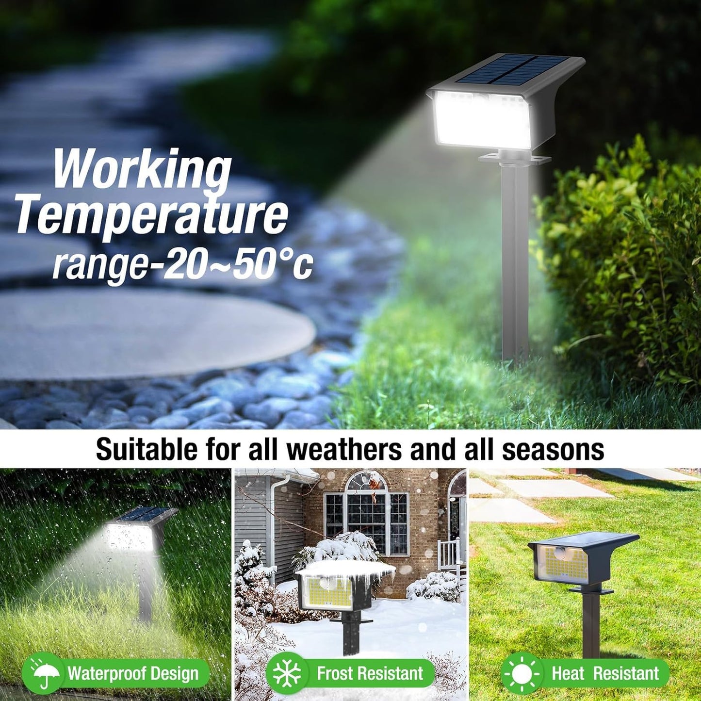 nipify Solar Spot Lights Outdoor Motion Sensor, [10 Pack/62 LED] 3 Modes Solar Spotlights Outdoor Waterproof IP65, 2-in-1 Solar Landscape Lighting Yard Lights for Garden Patio Walkway, Cool White