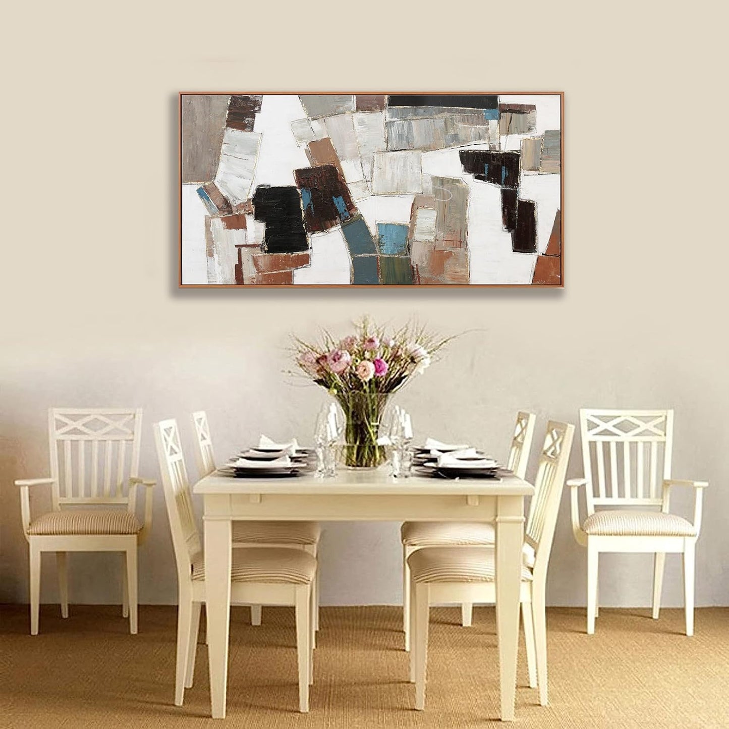 Canvas Wall Art Abstract Wall Decor Painting Minimalist Geometric Line Artwork With Framed For Bedroom Living Room Dining Room Home Office Abstract Modern Minimalism Wall Art 20"x40"