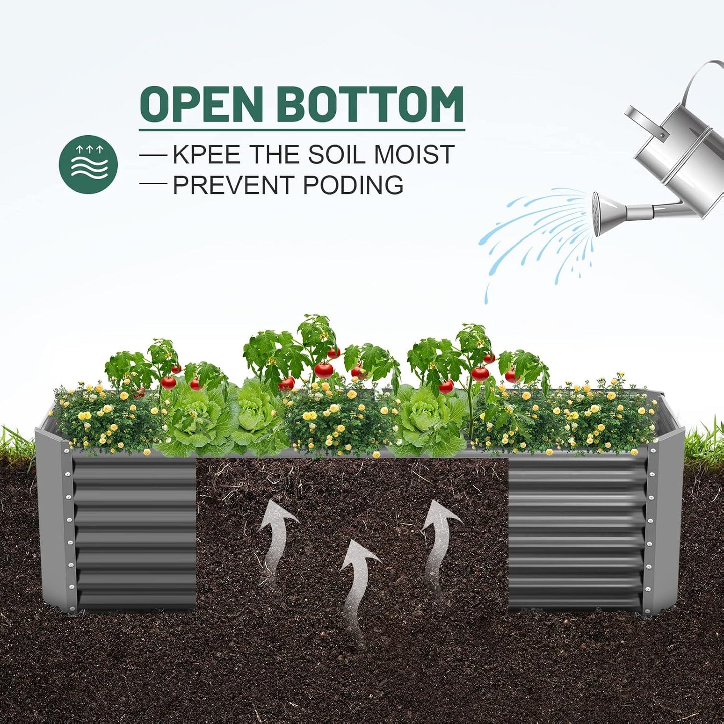 Land Guard 6×3×2 ft Galvanized Raised Garden Bed Kit, Galvanized Planter Raised Garden Boxes Outdoor, Large Metal Raised Garden Beds for Vegetables(Grey)…