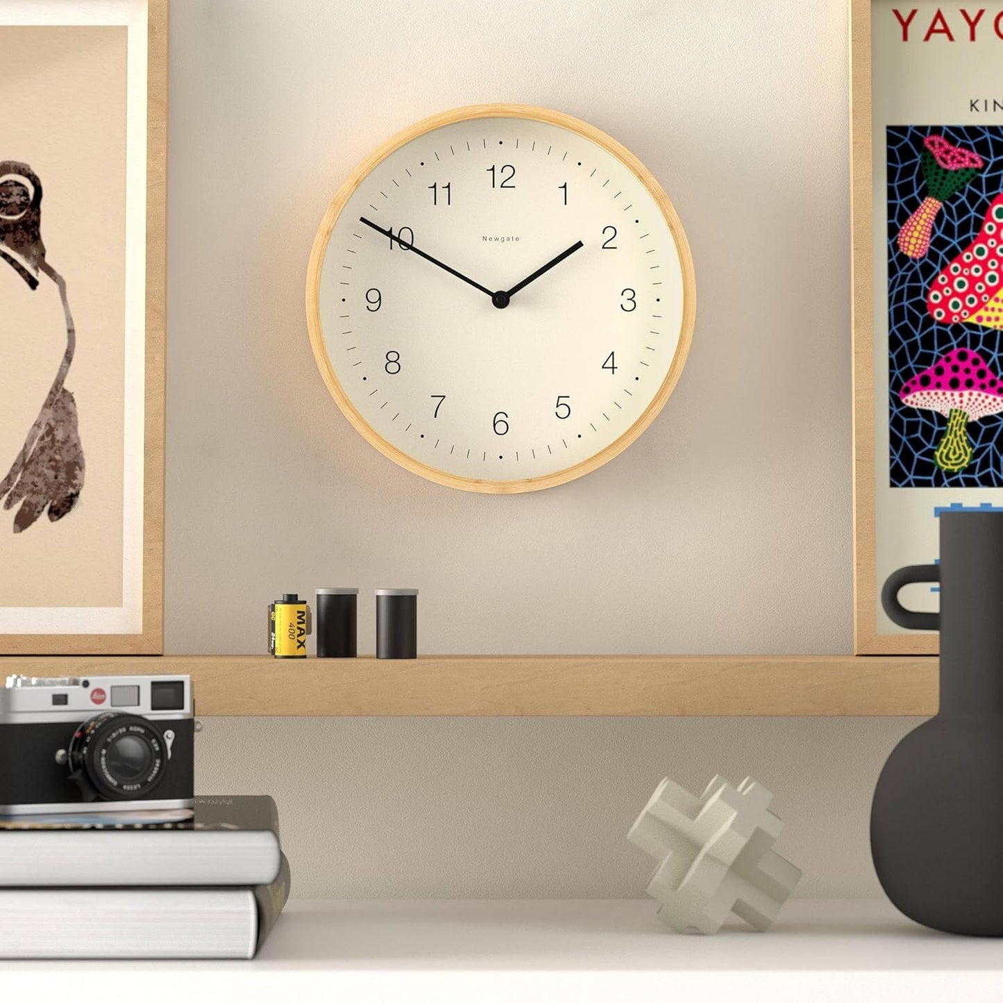 NEWGATE® Bali Wall Clock | Scandi Inspired Bamboo Clock | 12 inch | Modern Minimalist Design for Kitchen, Living Room or Office