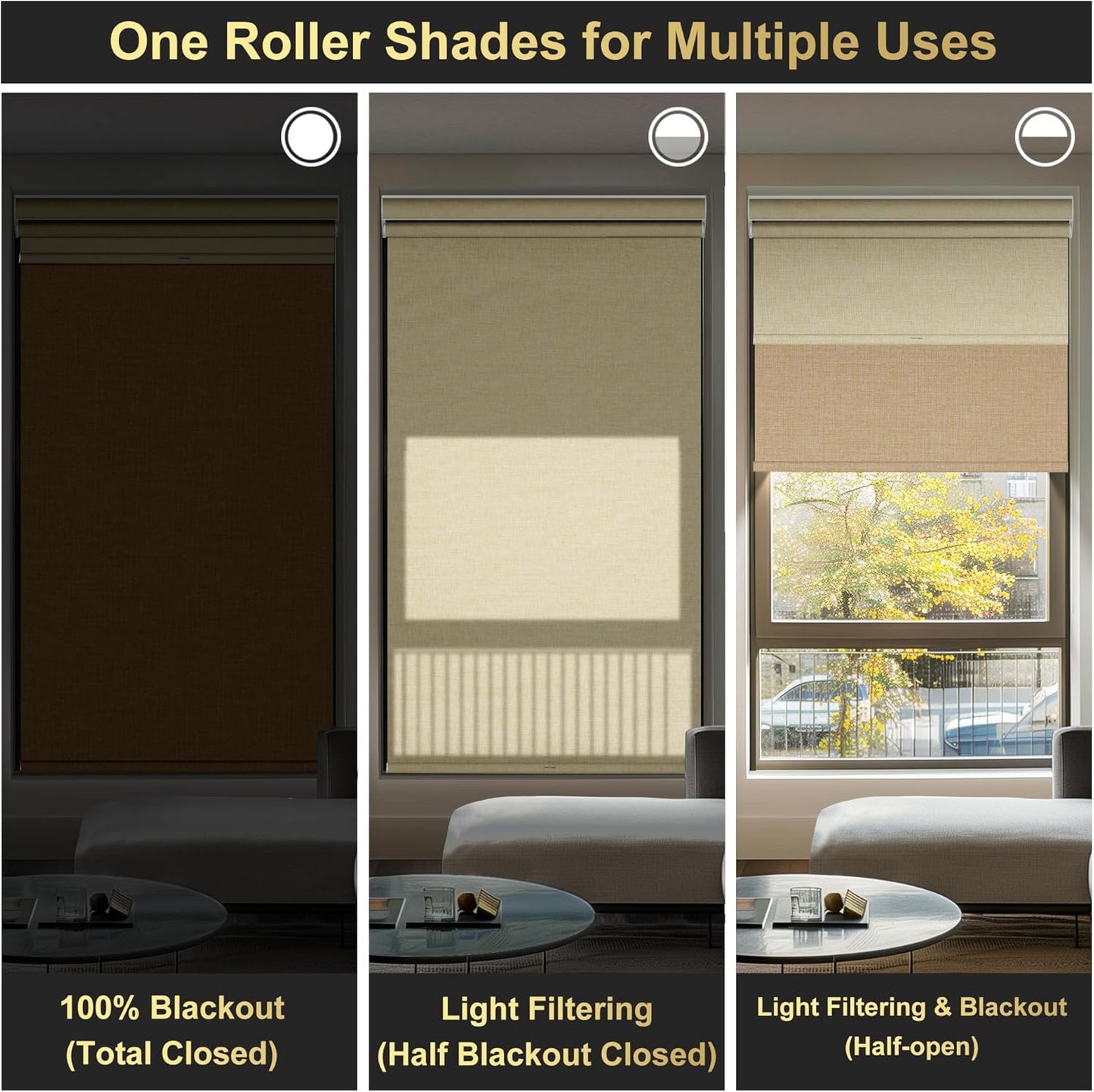 BERISSA Cordless Dual Roller Shades with Cassette Valance,Double Window Shades Blackout and Light Filtering Shades,Day and Night Roller Shades for Home Office Door.Linen Beige.47 W x 80" H
