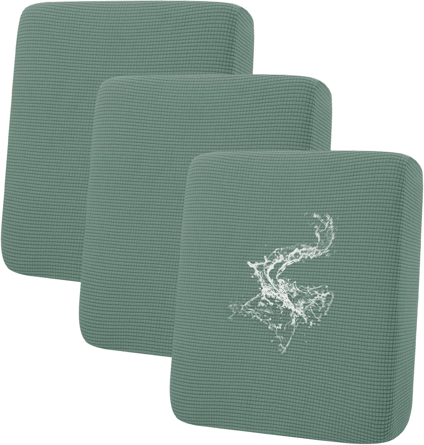 hyha Waterproof Couch Cushion Covers for Pets, Non Slip Sofa Seat Cover for Dogs Washable, Soft Thick Stretch Jacquard Fabric, Sofa Slipcovers with Elastic Bottom (3 Pieces, Green)