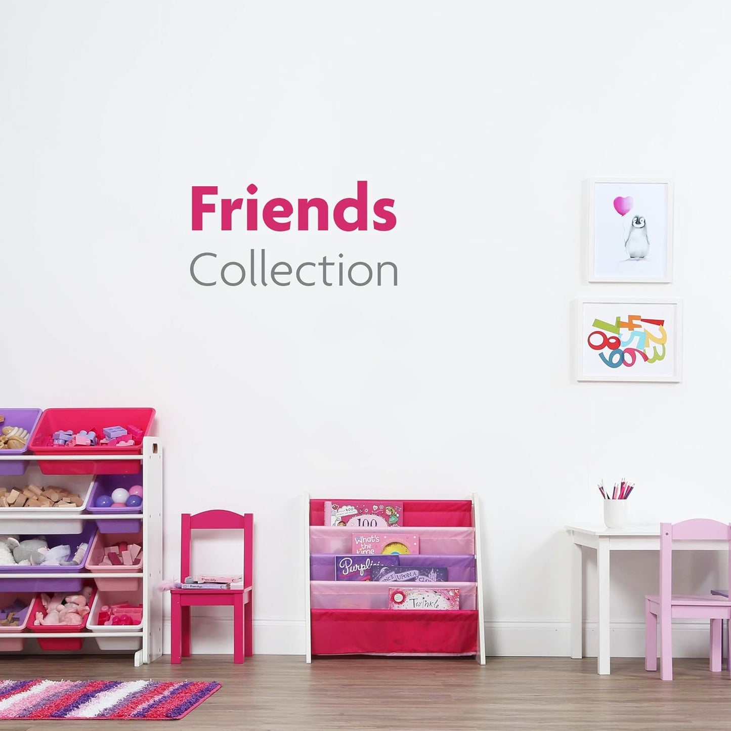 Humble Crew Kids Toy Storage Organizer with 12 Plastic Bins, White/Pink/Purple – Removable Bins for Playroom, Bedroom, Toddler Furniture for Boys and Girls Ages