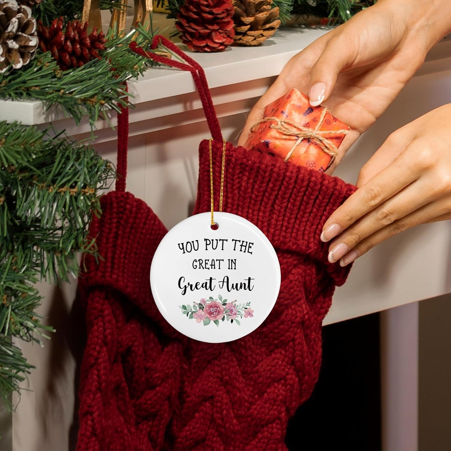 Great Aunt Ceramic Christmas Ornaments, Great Aunt Gifts Baby Announcement Gifts Christmas Tree Decorations Ornaments, Pregnancy Announcement Gift Hanging Decor