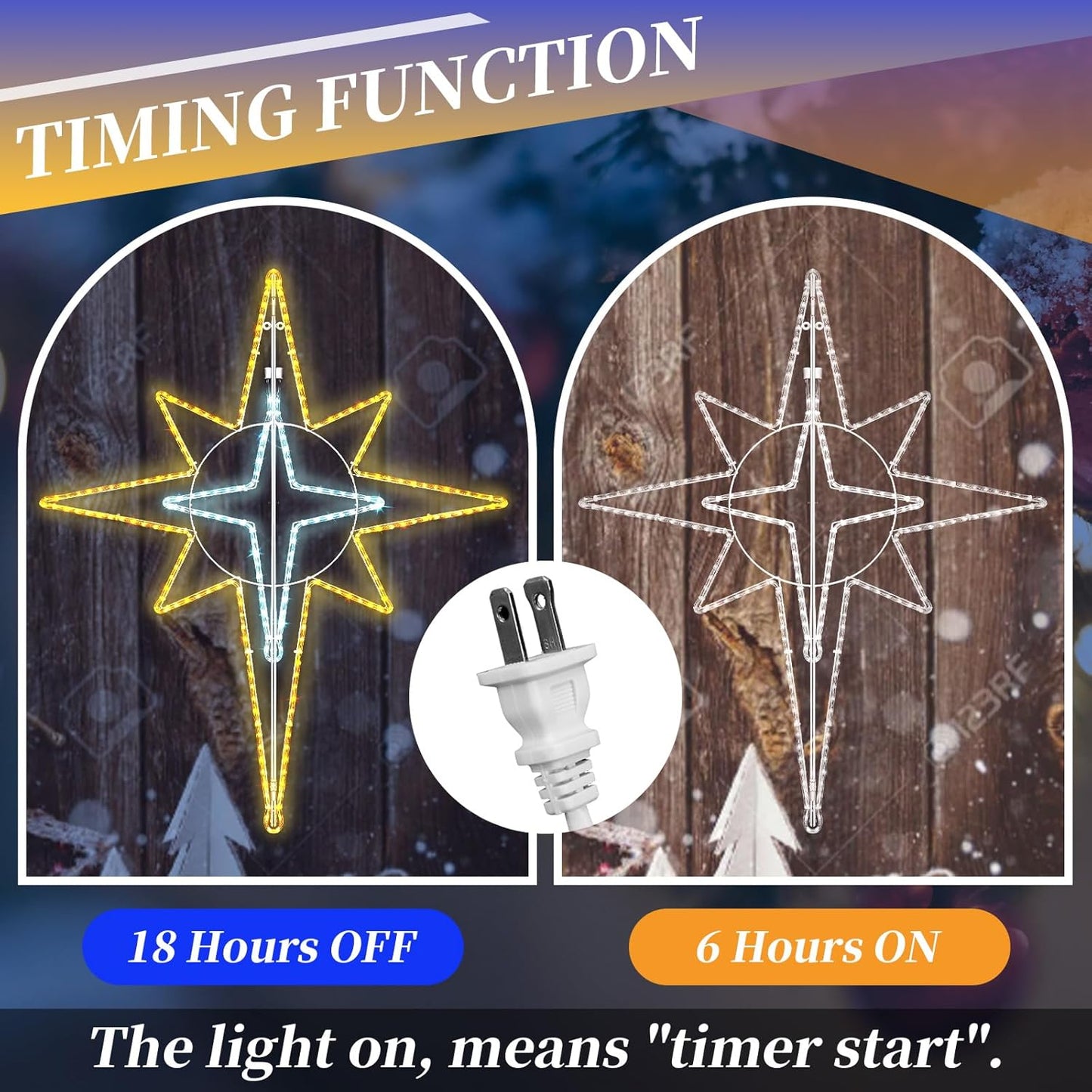 43'' Christmas Star of Bethlehem LED Star Hanging Lights Nativity Holy Family Light for Door Window Porch Wall Decoration Plug Operated Lighted Hanging Tree Topper(White, Warm Light)