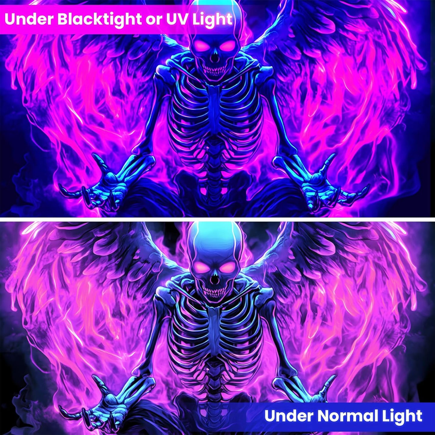 Blacklight Tapestry,WingTapestry Glow In The Dark,UV Reactive Black Light Upright Posters Wall Hanging for Bedroom Dorm Living Room Backdrop Decor (wing14, 59L" x 51W")