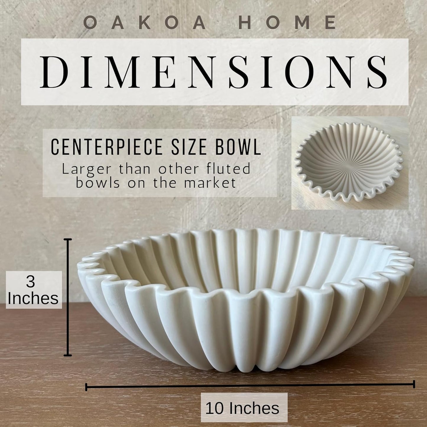 OAKOA Concrete Decorative Bowl - Organic Modern Home Decor Bowl - Decorative Objects - Cement Fruit Bowl - Modern Organic Home Decor