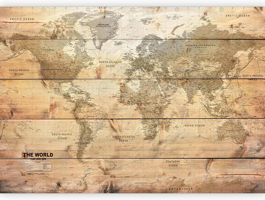 artgeist Wall Mural World Map 173x124 in - Peel and Stick Self-Adhesive Wallpaper Removable Large Sticker Foil Wall Decor Print Picture Image Design Map of The World k-A-0218-a-a