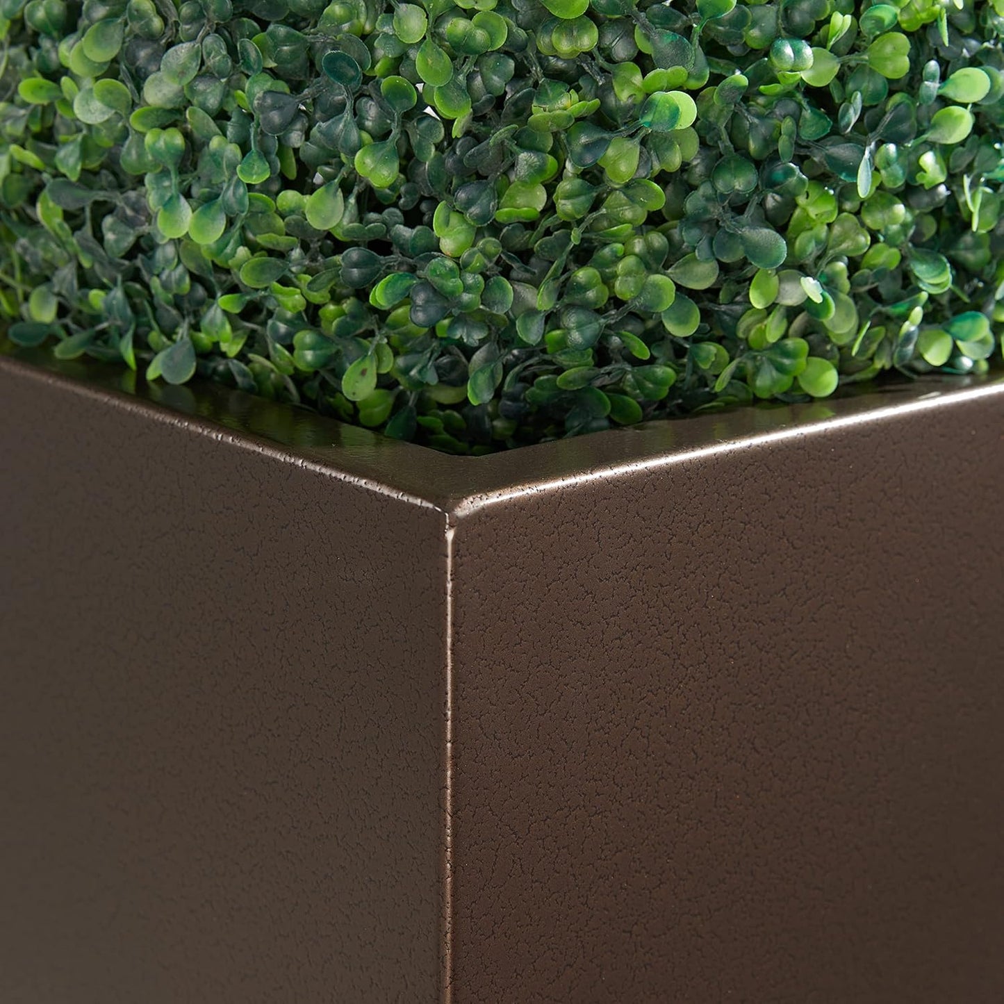 Large Planter for Outdoor Plant 14Lx14Wx30H Inches Metallic Heavy Tall Planter Box for Outdoor & Indoor, Rectangular Flowerpot 25Lbs/PC, Espresso, No Assembly and Seamless, Set of 2