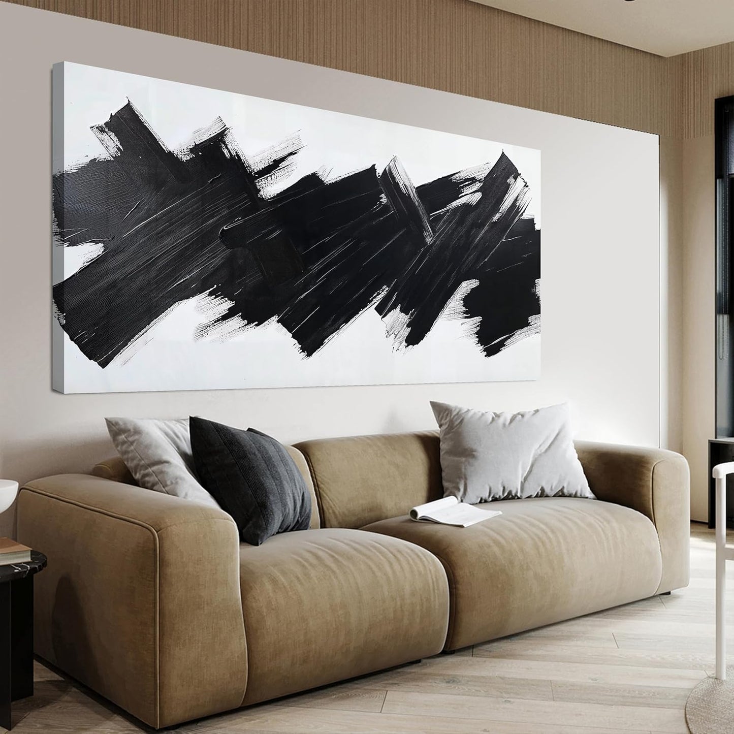 AIXMGSJS Canvas Wall Art Decor Modern Wall Pictures for Living Room Black Minimalist Wall Art Black Abstract Art Wall Artwork for Walls Canvas Prints Art Work For Home Kitchen Office Decor 20" X 40"