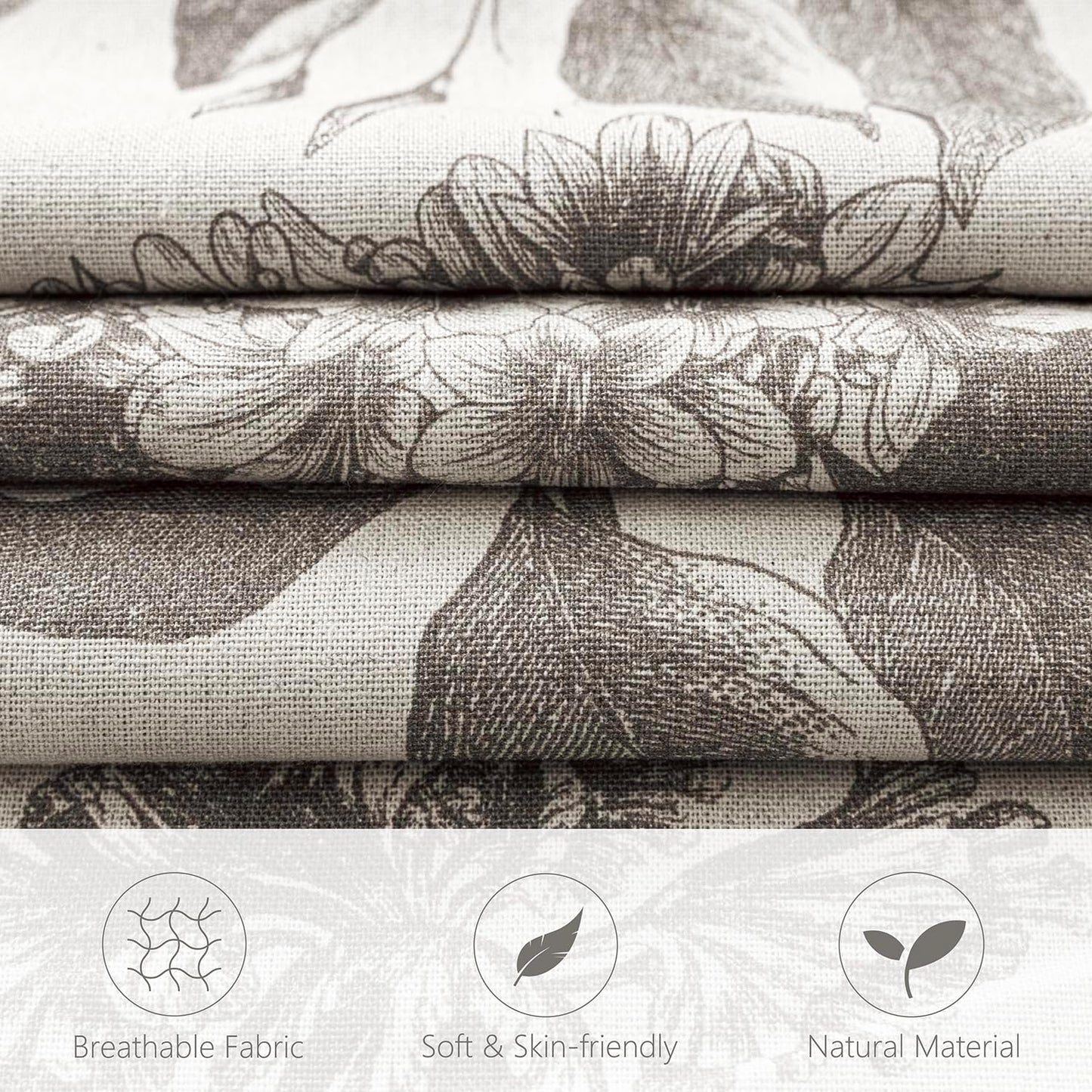 Foindtower Set of 2 Linen Floral Vintage Throw Pillow Covers Neutral Accent Decorative Cushion Covers Farmhouse Boho Home Decor for Sofa Chair Couch Bedroom Living Room Outdoor,18×18 Inch,Light Gray