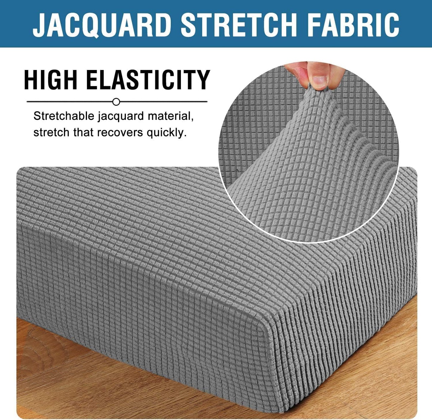 H.VERSAILTEX Super Stretch Individual Seat Sofa Covers Couch Slipcover Sets Thick Jacquard Textured Twill Fabric (2 Piece Medium Cushion Covers, Dove)