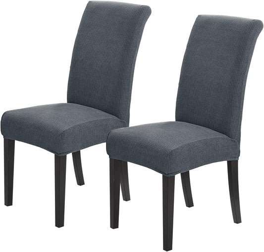Joccun Chair Covers for Dining Room Set of 2,Dining Chair Slipcovers Stretch Dining Room Chair Covers Seat Protector,Washable Parsons Chair Cover for Home,Hotel,Banquet(Gray,2 Pack)