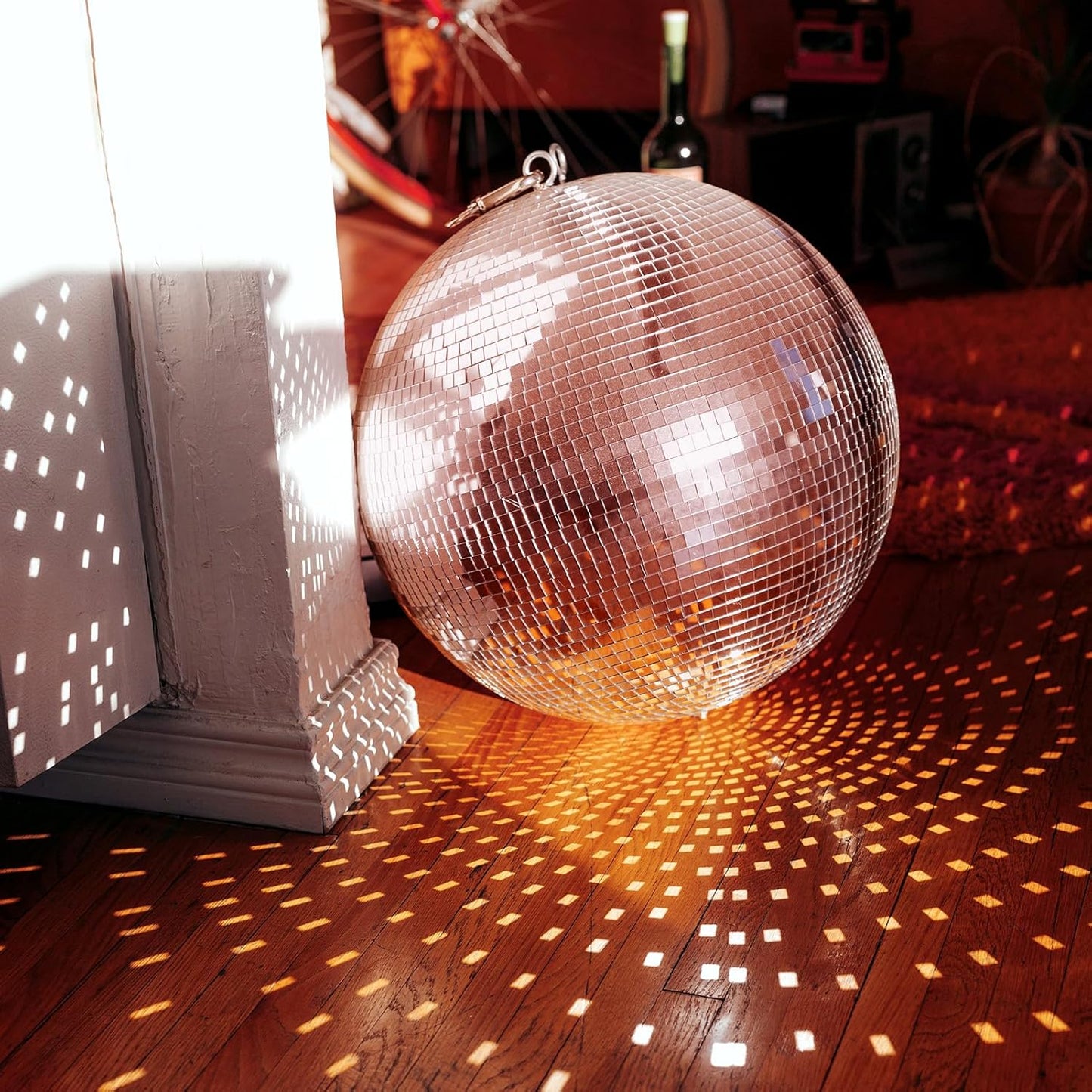 Art3dwallpanels 6 Pack Self-Adhesive Glass Mirror Mosaic Tiles 2364 Pieces Small Square Mirror Tiles Sticker for DIY Craft Decoration, Disco Ball Rose Gold