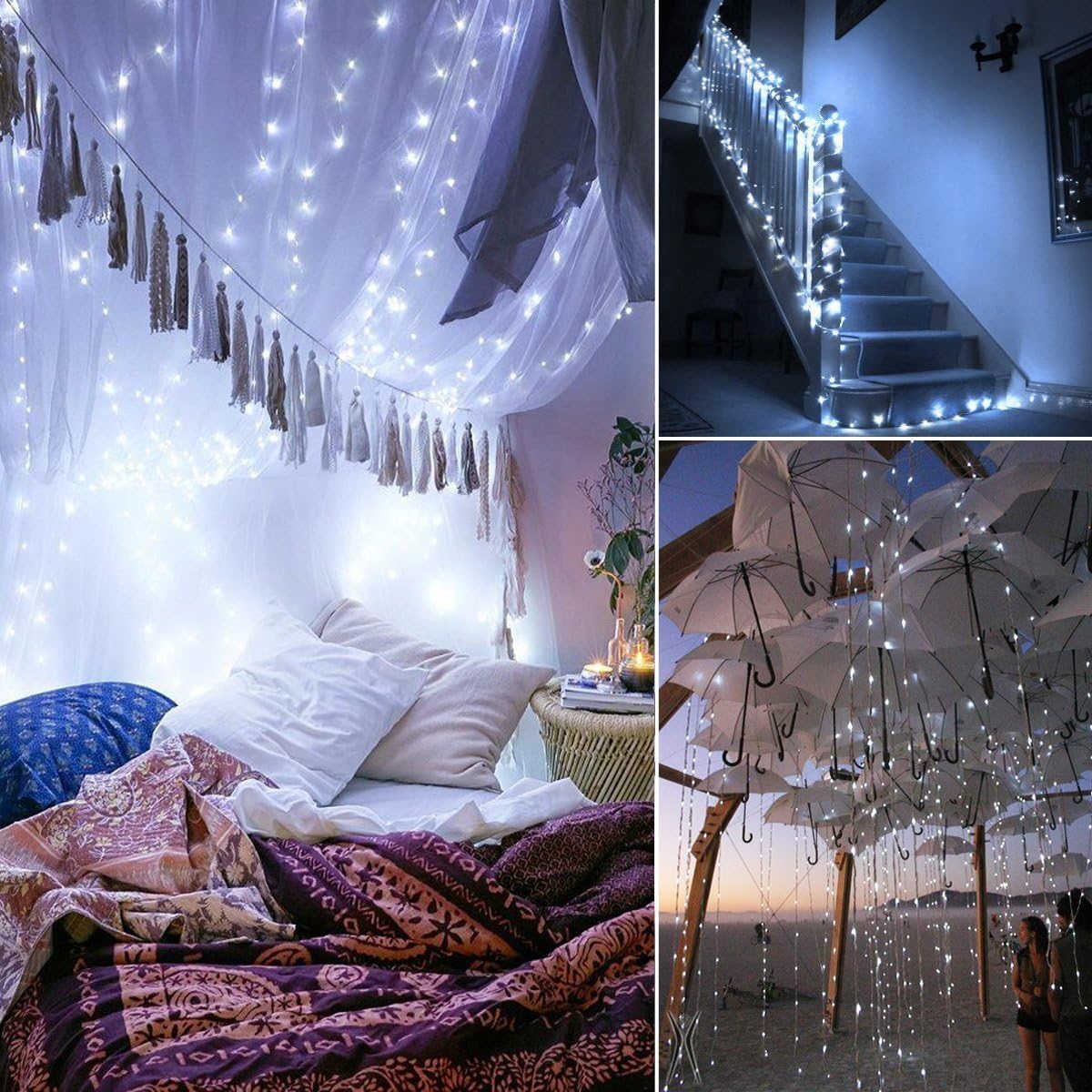 ANJAYLIA 10Ft/3M 30 LED Battery Operated Starry Fairy Lights String Lights for Party Home Wedding Festival Decoration, White