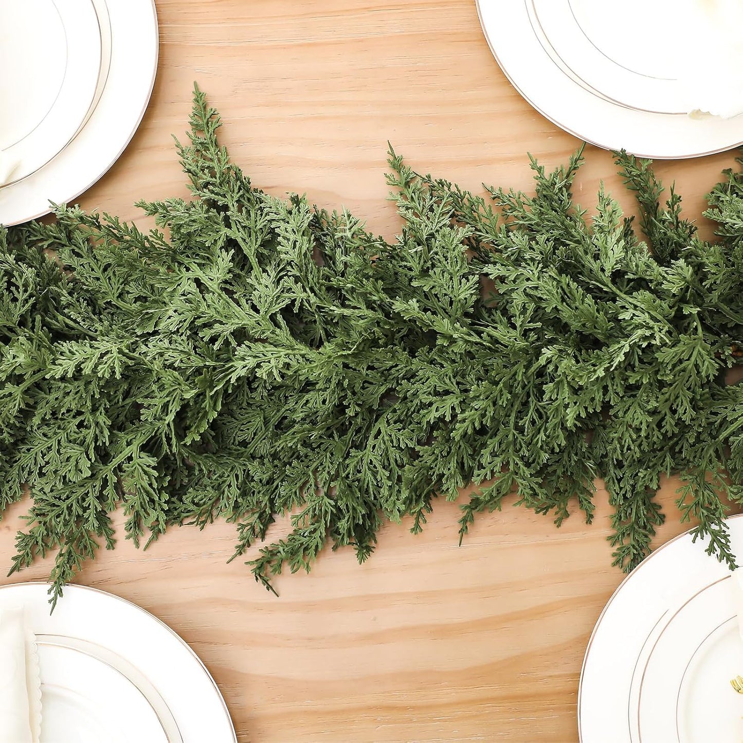 Jutom 2 PCS 6 ft Christmas Cedar Garland - Artificial Realistic Holiday Cedar Pine Needles Greenery Garland Decoration for Mantel Table Winter Party