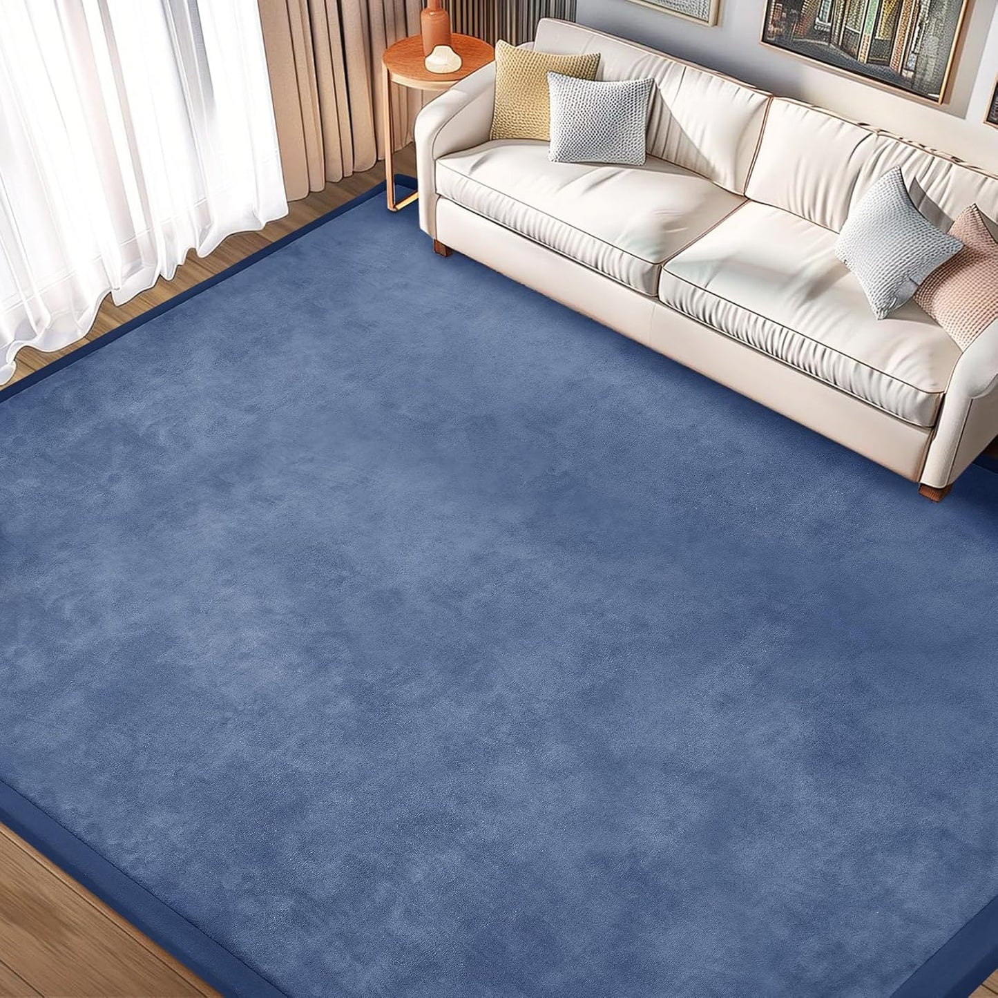 Baby Play Mat 1.2" Thick Memory Foam Nursery Rug Area Rug, 13’1” X 6’7” Yoga Mat Playmat Crawling Mat for Baby,Toddlers,Infants,Kids,Floor Mat Tatami Mat for Living Room with Non-Slip(Blue)