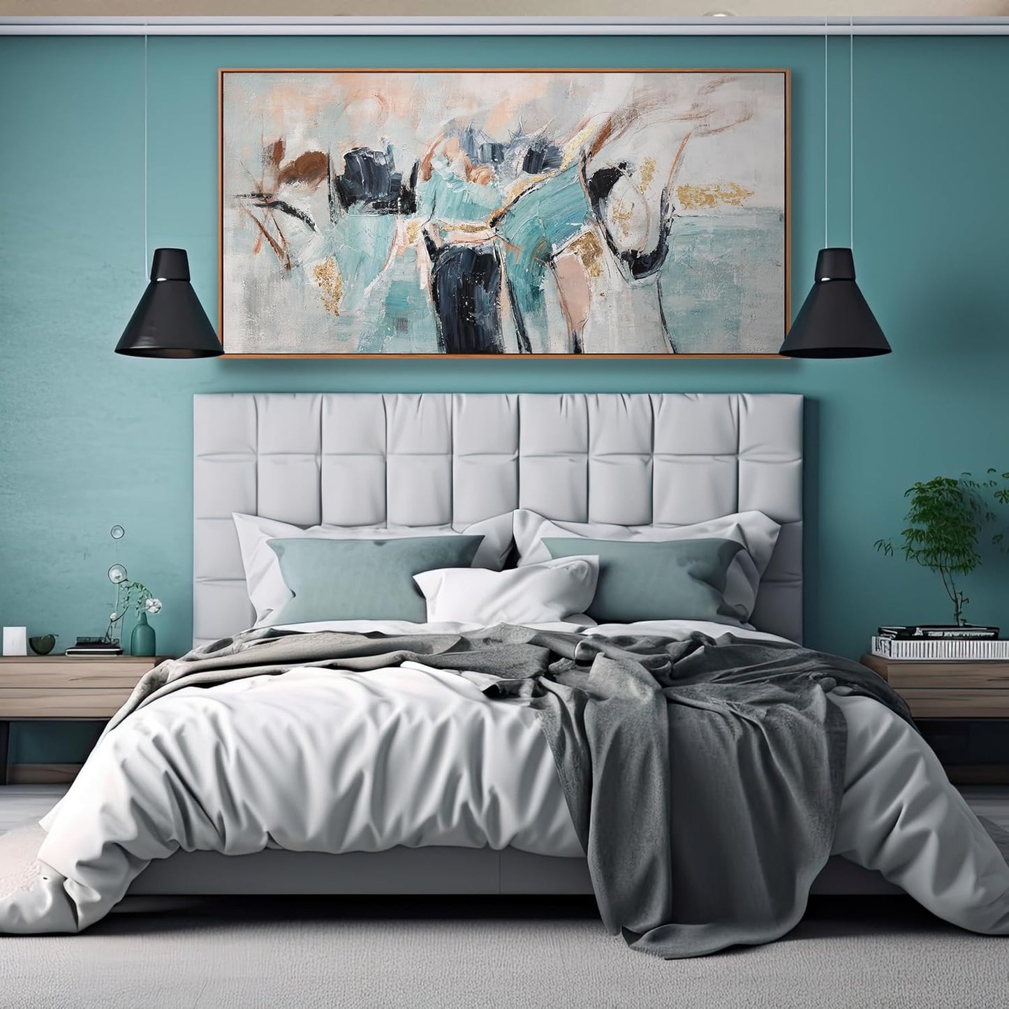 Dimpaga Abstract Wall Art Framed Ready To Hang Home Decor Artwork Wall Art Colorful Fantasy Graffiti Prints Canvas Painting For Living Room Bedroom Office Apartment Decoration 24"X48"