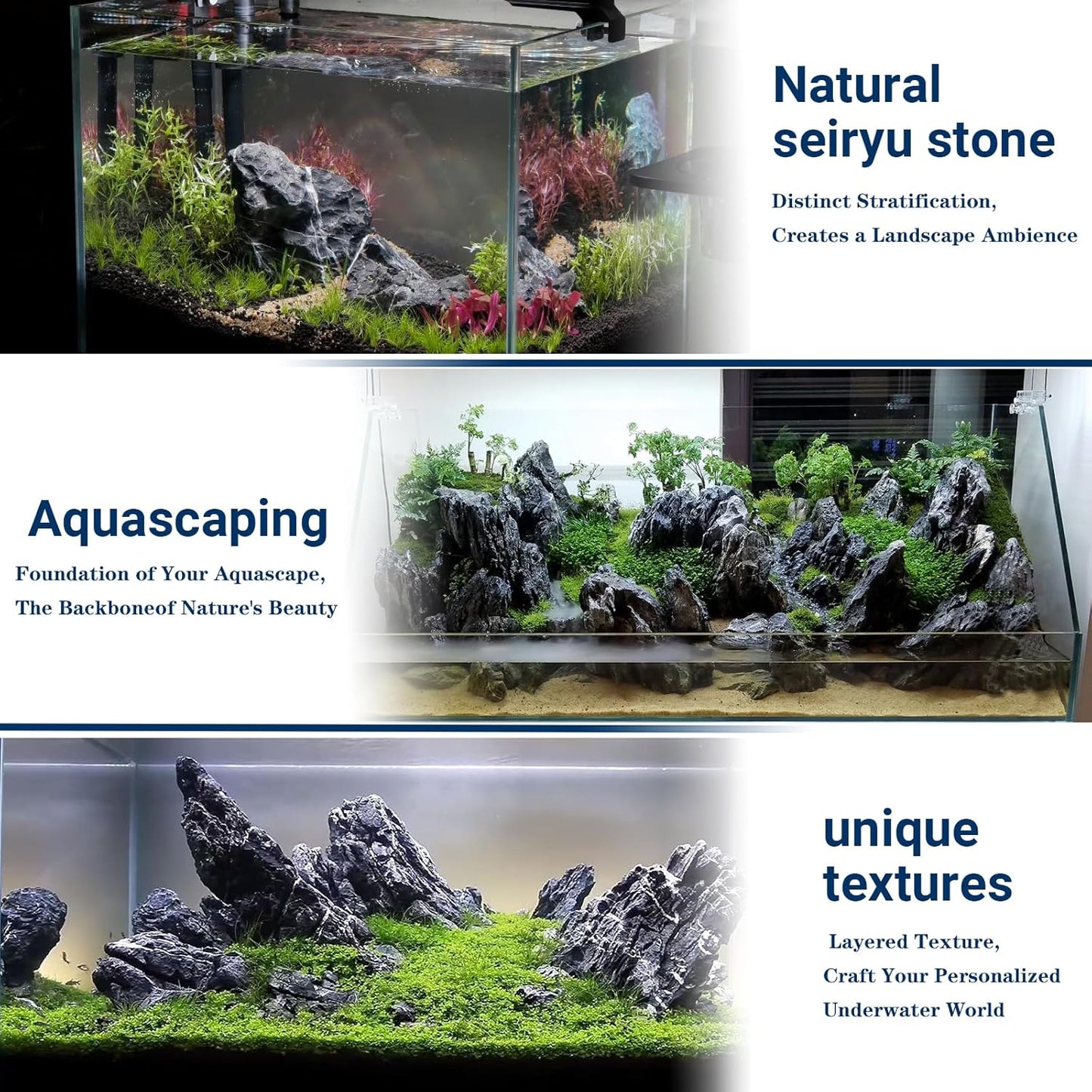 Seiryu Stone Natural Stone Rocks Fish Tank Decor Rocks for Aquariums Landscaping Model Tank Decoration Aquarium Miniature -20Lb (2-8 inch)