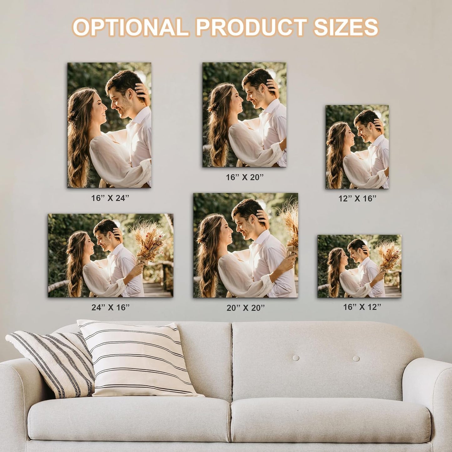 WayToLight Custom Canvas Prints with Your Photos Framed Personalized Picture Canvas Prints Wall Art Ideal for Home Decor Christmas Family Gifts (16" x 20")