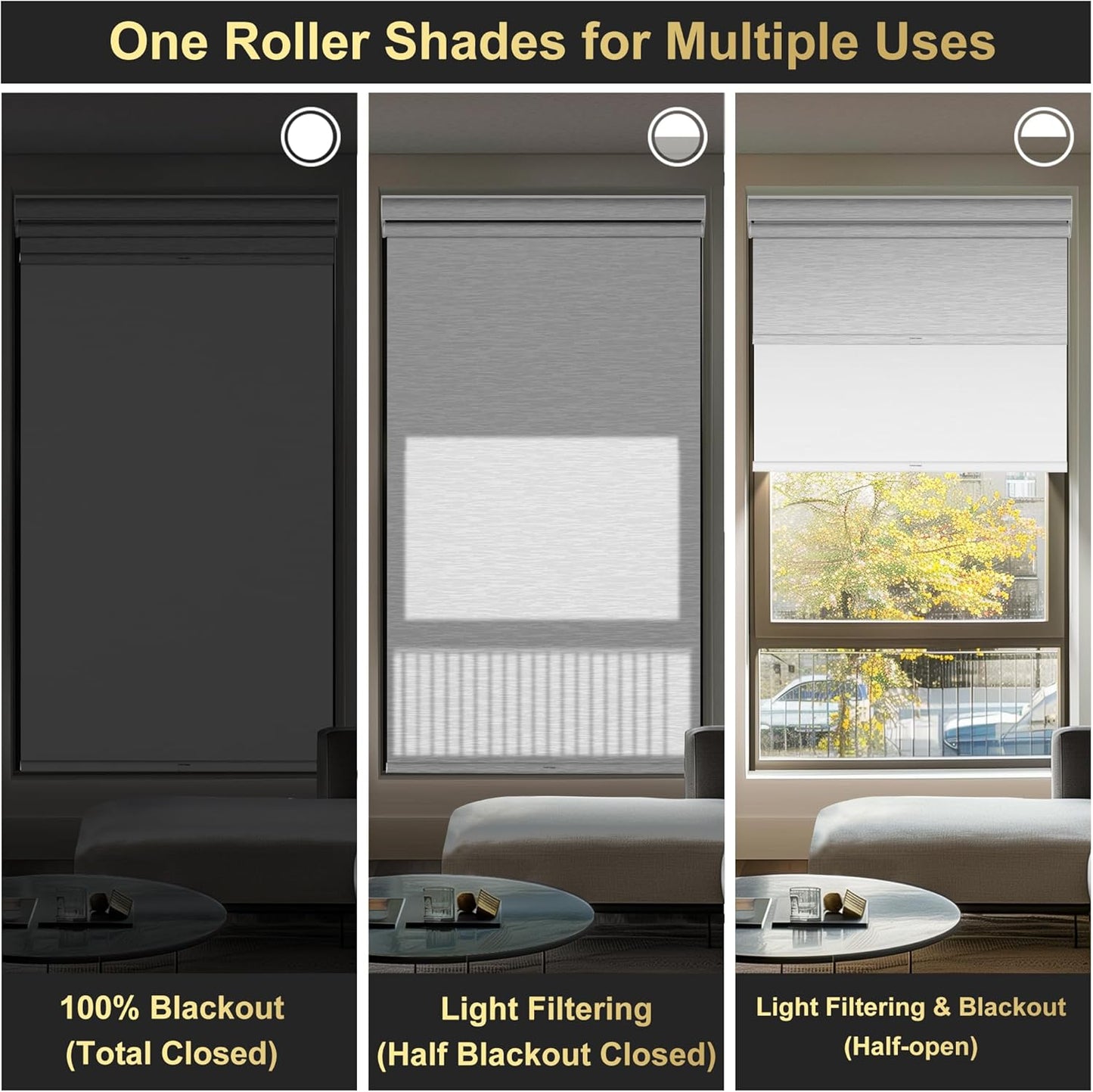 BERISSA Cordless Dual Roller Shades with Cassette Valance,Double Window Shades Blackout and Light Filtering Shades,Day and Night Roller Shades for Home Office Door.Striped Jacquard White.36 W x 48" H