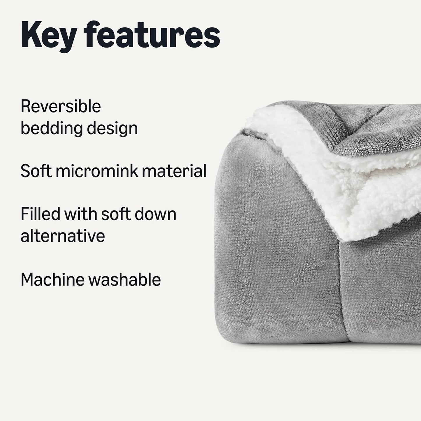 Amazon Basics Reversible Sherpa Throw Blanket, Dark Gray, 50"x60"