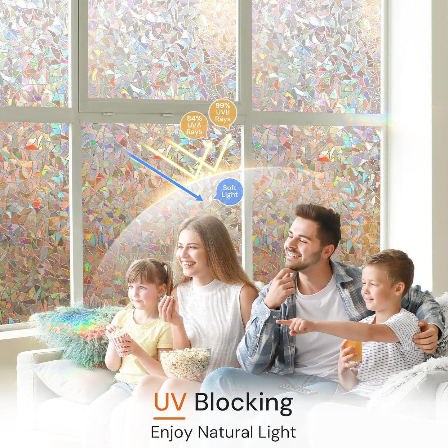 DOWELL Window Privacy Film, Rainbow Window Film, Decorative Stained Glass Clings, Static Cling Door Sticker, Non-Adhesive 3D Decals for Home UV Protection, Dark Brown, 17.5 x 78.7 inches