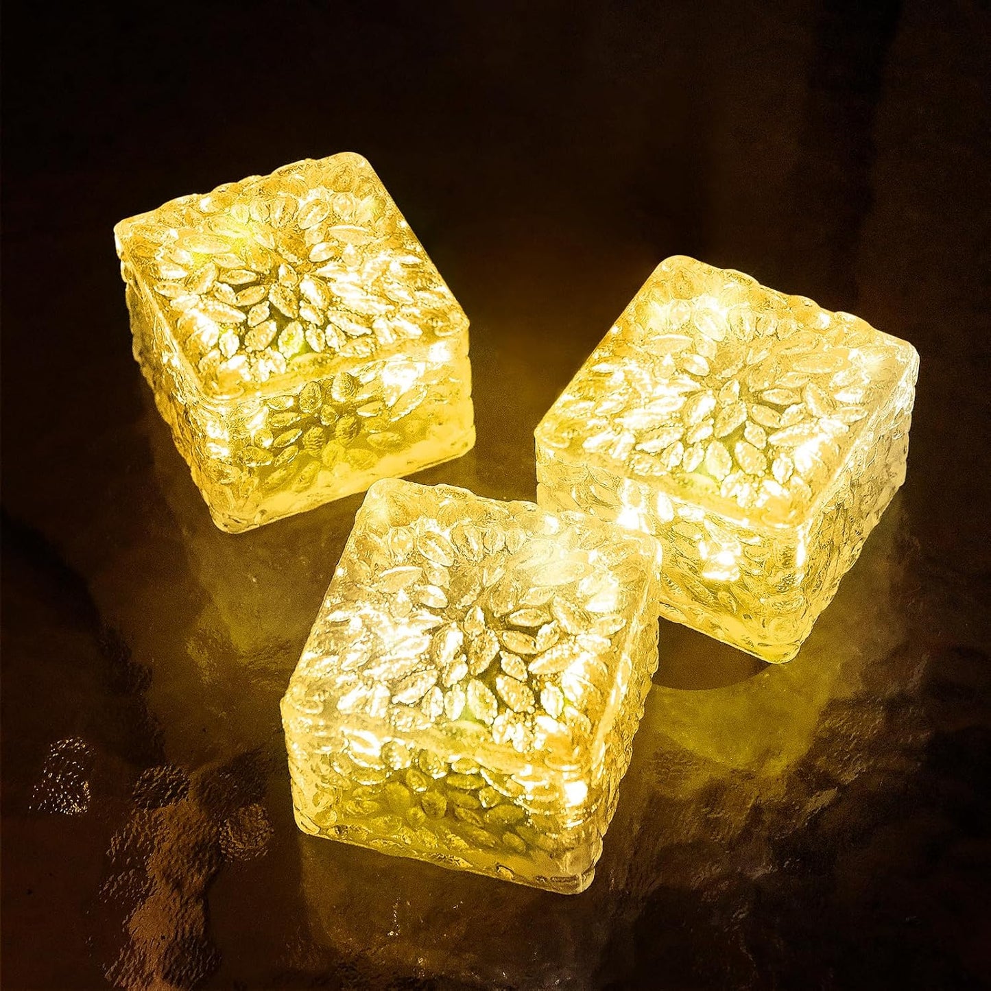 Solar Brick Lights - Outdoor Waterproof Patio & Garden Decor (3 Packs) for Patio, Yard, Walkway, Pathway