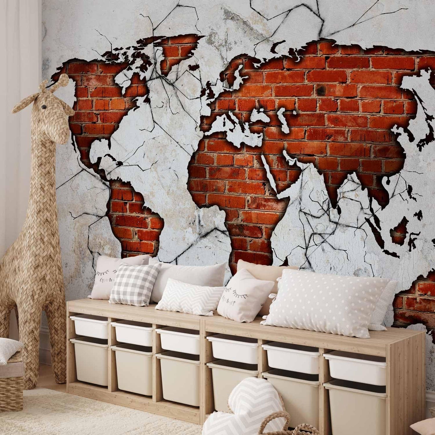 artgeist Wall Mural World Map 154x110 in - XXL Peel and Stick Self-Adhesive Wallpaper Removable Large Sticker Foil Wall Decor Print Picture Image Design Map of The World k-A-0495-a-a