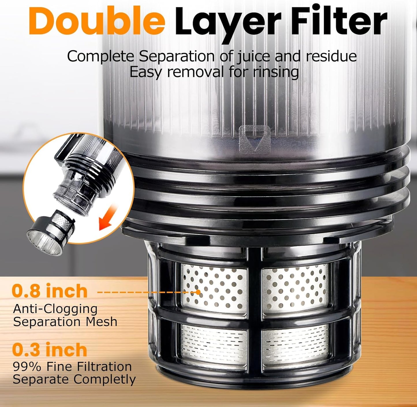 Cold Press Juicer,Slow Masticating Juicer Machines with 5.3" Large Feed Chute for Most Fruits and Vegetables,Easy to Clean Lemon Orange juicer with 250W Motor and High Juice Yield (Obsidian black)