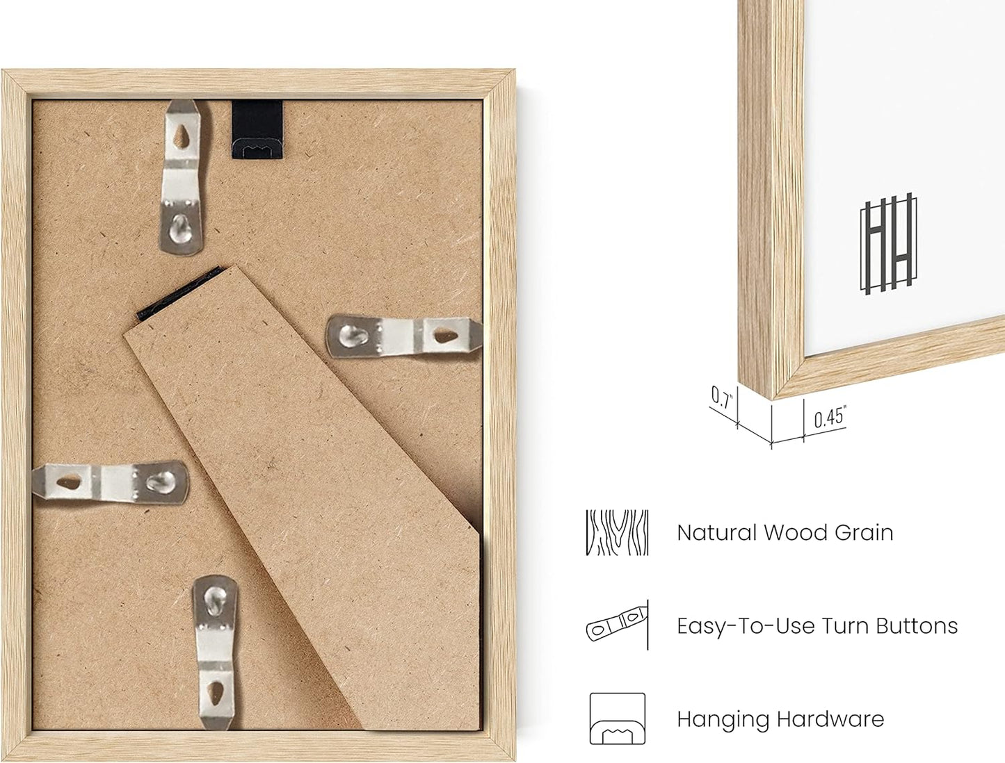 HAUS AND HUES Picture Frame, 5x7 inches, Beige Oak, Set of 6, Natural Wood Picture Frames for Wall Collage