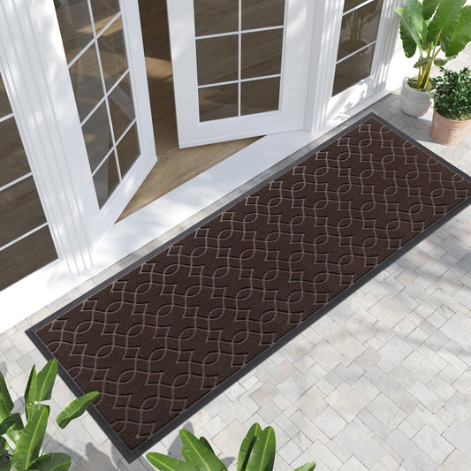 Yimobra Front Door Mat Outdoor Indoor72x24, All-Season, All-Weather, Heavy Duty Welcome Door Mats Outside Entrance, Non Slip Porch Patio Entrance Mat, Coffee